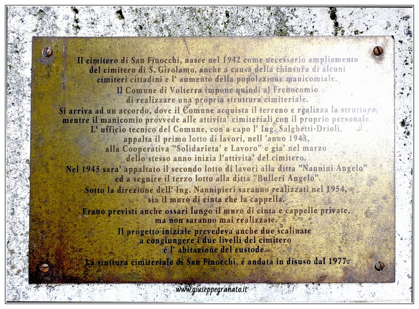 Cimitero San Finocchi, Volterra, targa