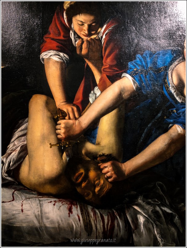 Artemisia Gentileschi  "Giuditta decapita Oloferne" (1612 ca.) Particolare 