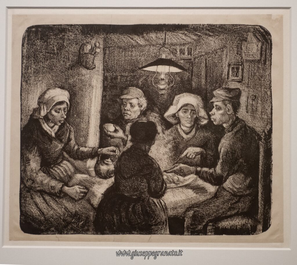 V. van Gogh, I mangiatori di patate, 1885, litografia su carta velina mm. 284x341. 