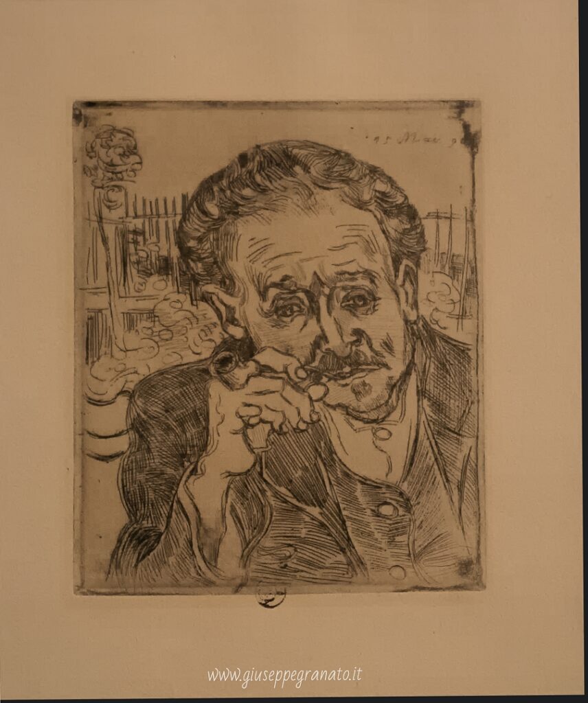 V. van Gogh, Ritratto del dottor Gachet, 1890 (aquaforte)