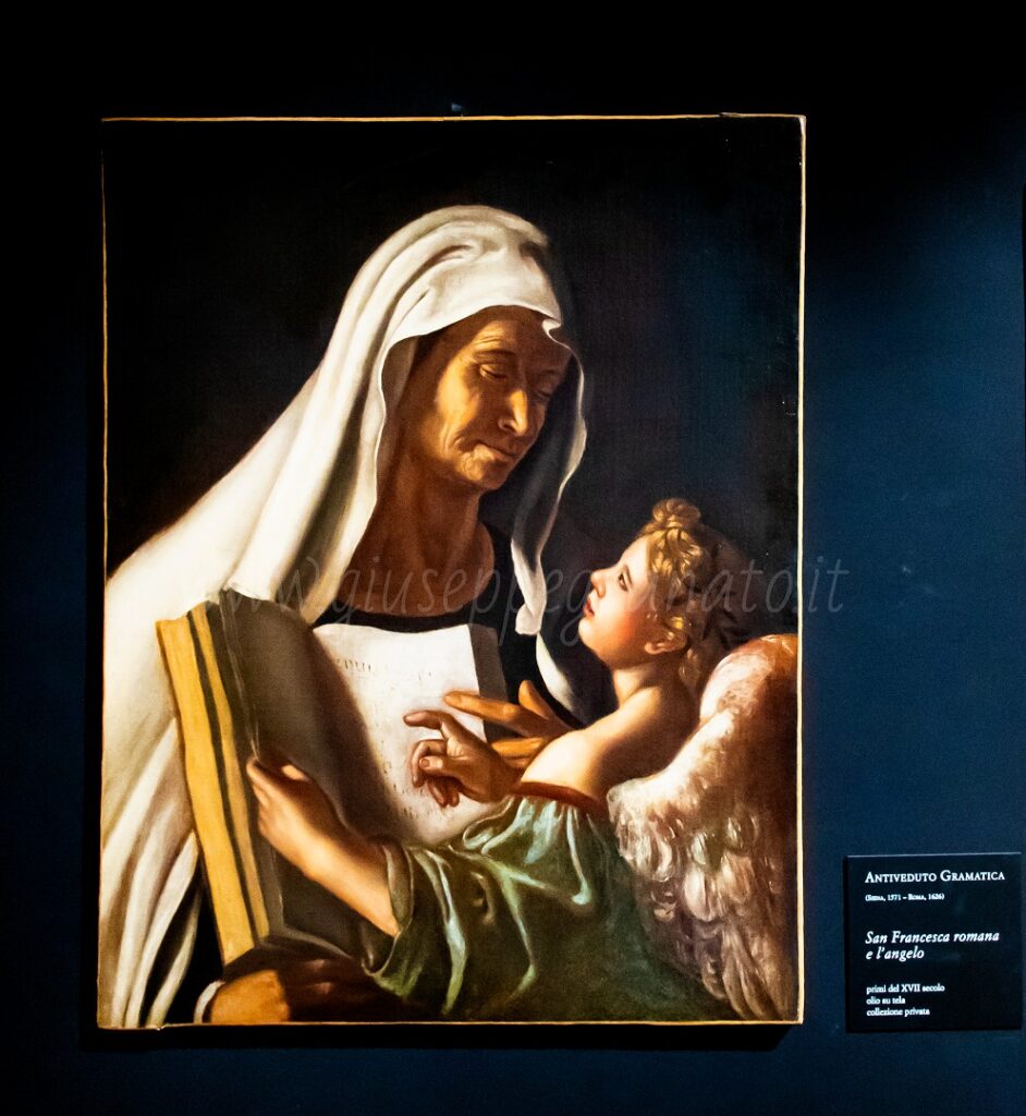 Antiveduto Gramatica, "San Francesca romana e l'angelo", olio su tela 59 x 77 cm, collezione privata
