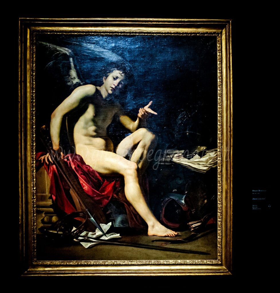 Orazio Riminaldi,, "Amore vincitore", 1620 ca. olio su tela 140 x110 cm, collezione privata