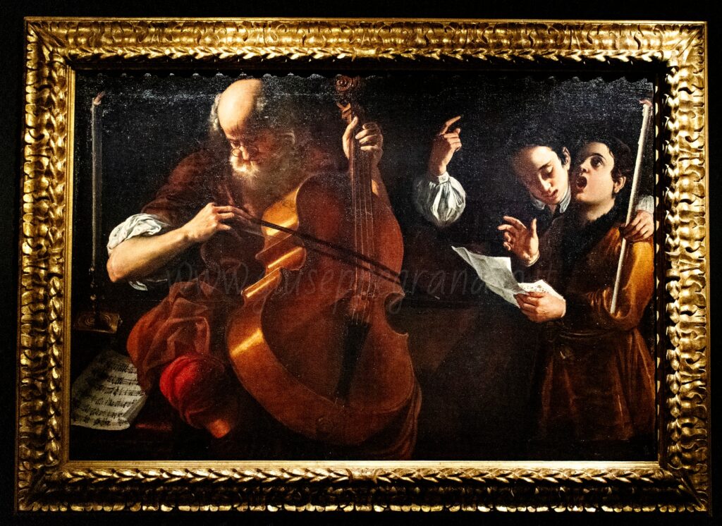 Giovan Domenico Lombardi, detto L'Omino, "Concerto con vecchio che suona il violone e due giovani cantori